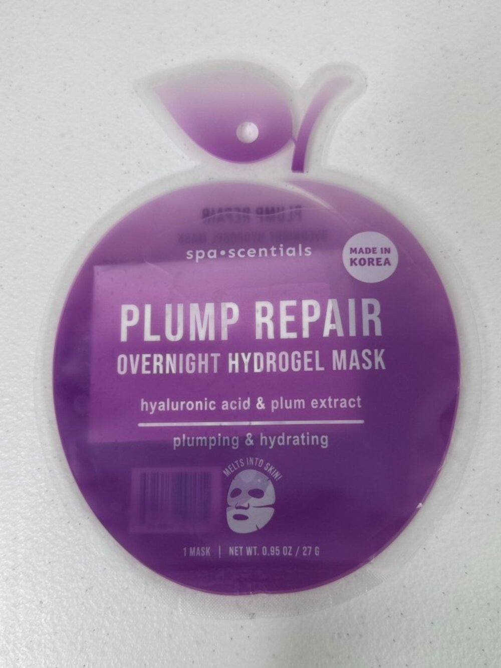 Spa Scentials Plump Repair Hyaluronic Acid Plum Hydrogel Face Mask
